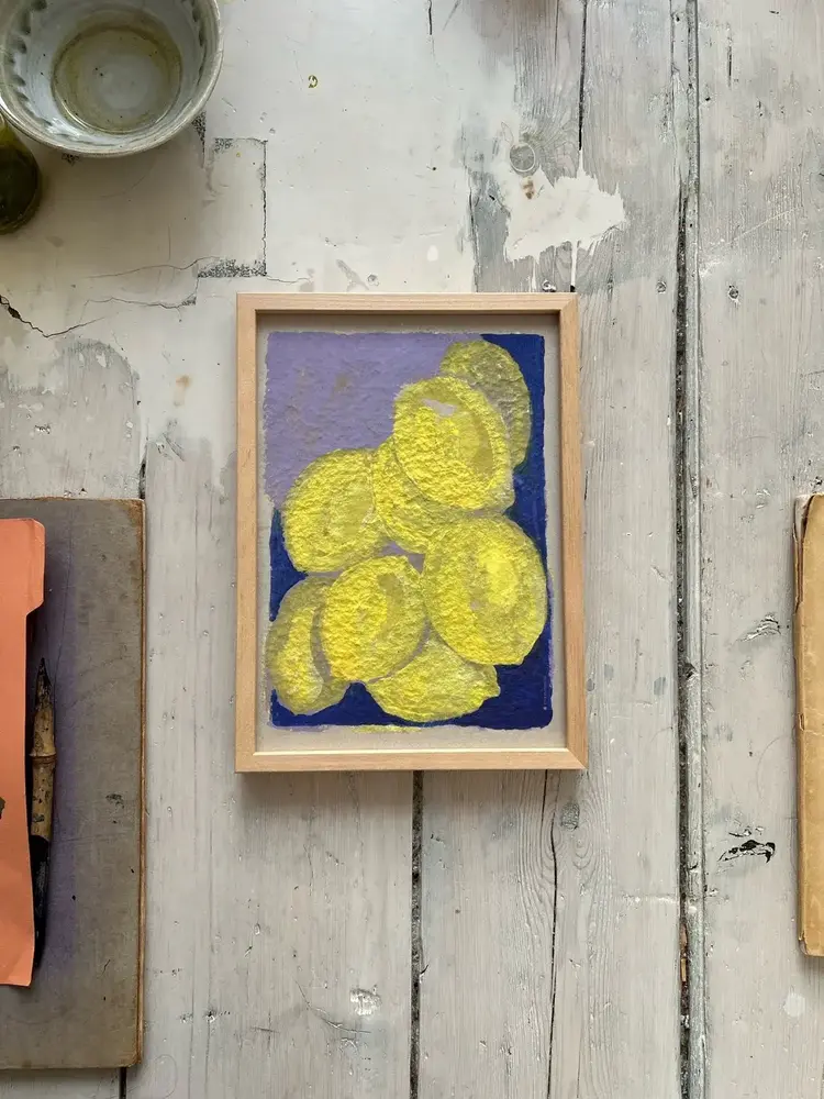 Tinystories Citrons a Lindigo in eikenhouten lijst - A4