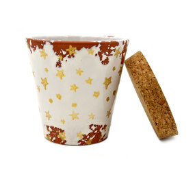 Wax Design Kaars Vela Ceramica Estrellas  8,5x8cm - Wit/Musk