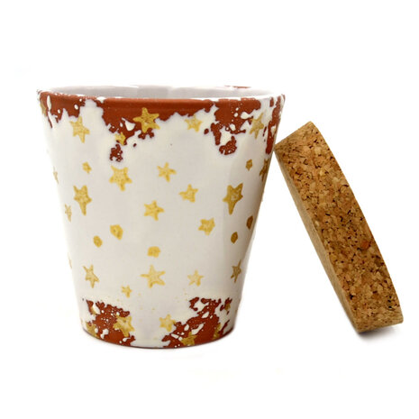 Wax Design Kaars Vela Ceramica Estrellas  8,5x8cm - Wit/Musk