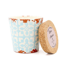 Wax Design Kaars Vela Mosaico 10x10 cm - Blauw/Zee