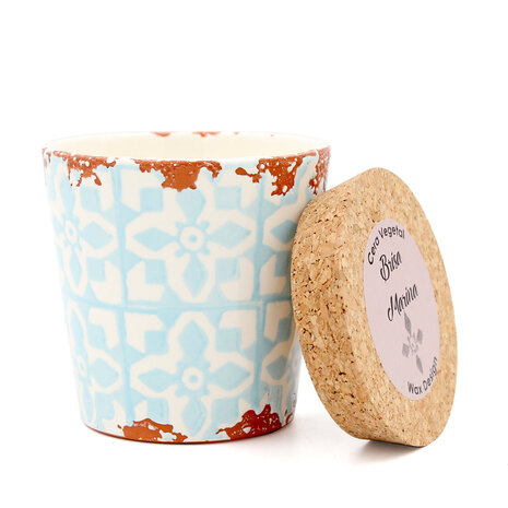 Wax Design Kaars Vela Mosaico 10x10 cm - Blauw/Zee Wax Design Kaars Vela Mosaico 10x10 cm - Blauw/Zee