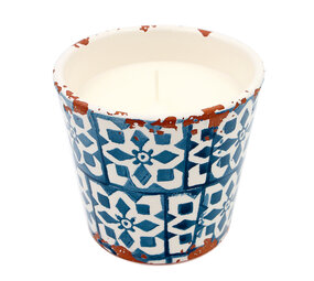Wax Design Kaars Vela Mosaico 14x12,5cm - Petrol/Bergamot