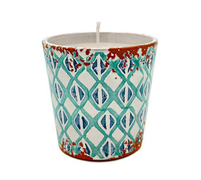 Wax Design Kaars Vela Rombos 10x10cm - Groen/Munt en Basilicum