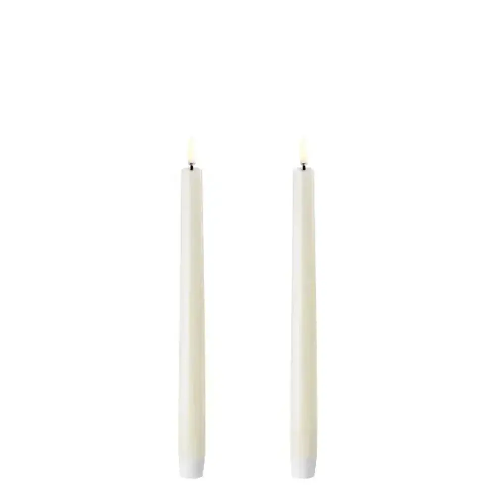 Uyuni LED taper candle, Ivory, Smooth, 2-pack,  2,3x25 cm