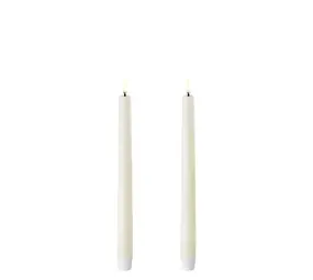 Uyuni LED taper candle, Ivory, Smooth, 2-pack,  2,3x25 cm