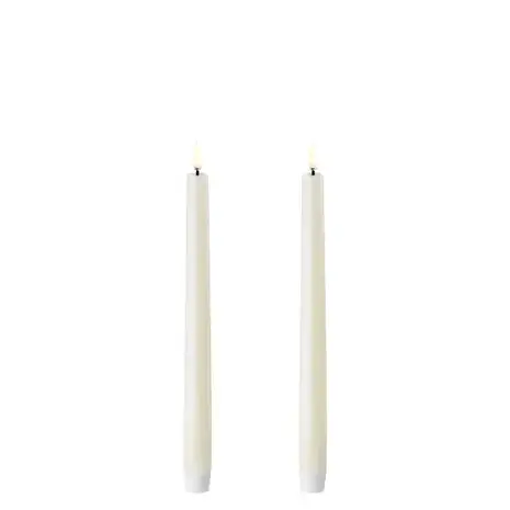 Uyuni LED taper candle, Ivory, Smooth, 2-pack,  2,3x25 cm
