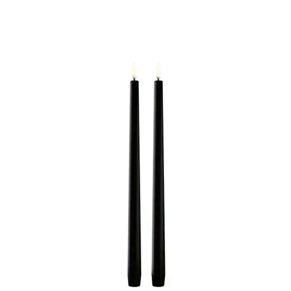 Uyuni LED slim taper candle, Plain black, Smooth, 2- pack, 2,3x32 cm Uyuni LED slim taper candle, Plain black, Smooth, 2- pack, 2,3x32 cm