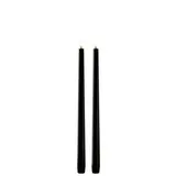 Uyuni LED slim taper candle, Plain black, Smooth, 2- pack, 2,3x32 cm
