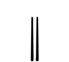Uyuni LED slim taper candle, Plain black, Smooth, 2- pack, 2,3x32 cm