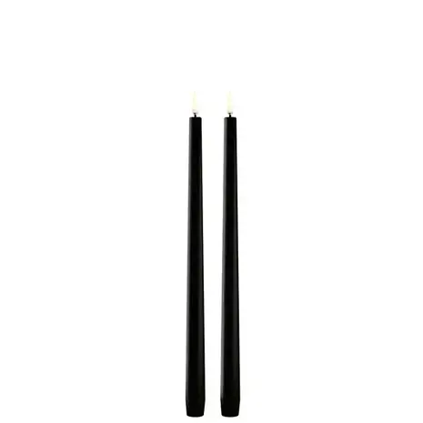 Uyuni LED slim taper candle, Plain black, Smooth, 2- pack, 2,3x32 cm Uyuni LED slim taper candle, Plain black, Smooth, 2- pack, 2,3x32 cm