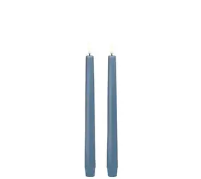 Uyuni LED taper candle, Hazy blue, smooth, 2-pack,  2,3x25 cm Uyuni LED taper candle, Hazy blue, smooth, 2-pack,  2,3x25 cm