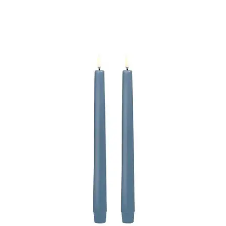 Uyuni LED taper candle, Hazy blue, smooth, 2-pack,  2,3x25 cm Uyuni LED taper candle, Hazy blue, smooth, 2-pack,  2,3x25 cm