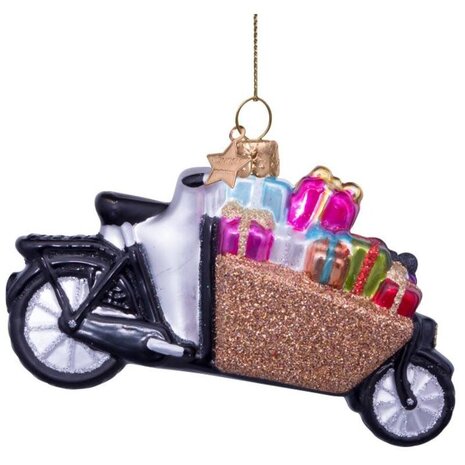 Vondels Ornament glass bakfiets with gifts