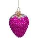 Vondels Ornament glass mid pink strawberry w/allover diamonds