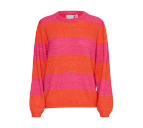 ICHI Dust LS Stripe Pullover – Pink Yarrow
