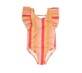 Sproet & Sprout Ruffle Swimsuit Stripes - Nectarine Sproet & Sprout Ruffle Swimsuit Stripes - Nectarine