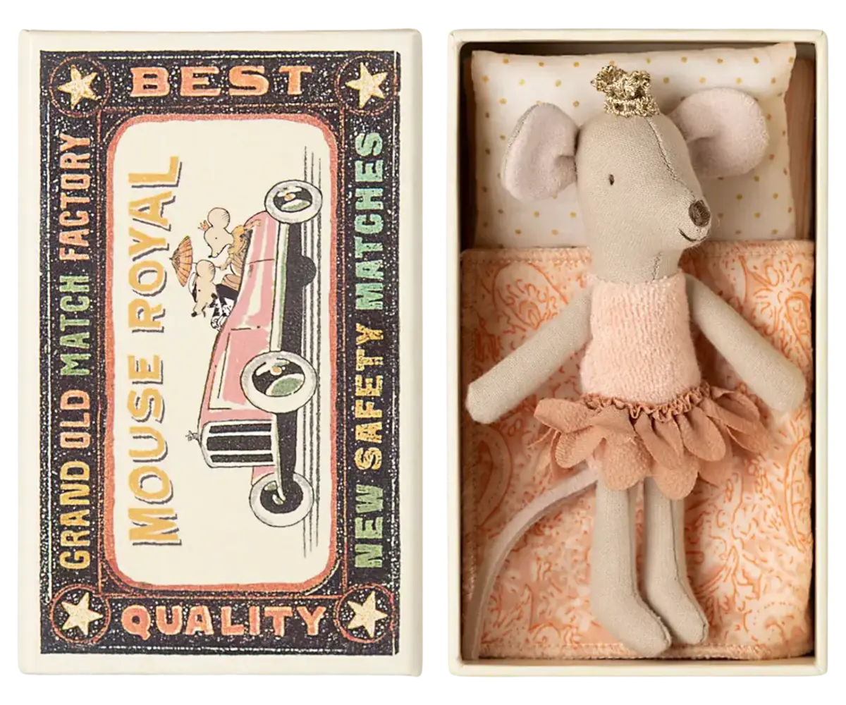 Maileg Princess mouse, Little sister in matchbox Maileg Princess mouse, Little sister in matchbox