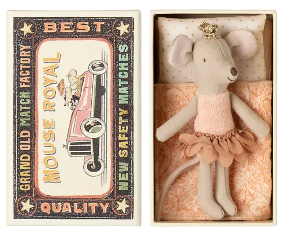 Maileg Princess mouse, Little sister in matchbox Maileg Princess mouse, Little sister in matchbox
