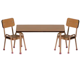 Maileg Table and chair set, Mouse - Dark powder