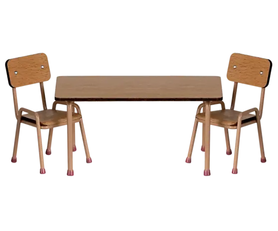 Maileg Table and chair set, Mouse - Dark powder