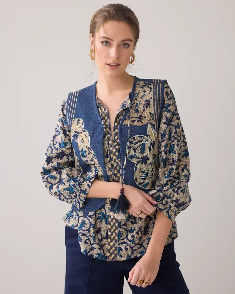 Summum Woman Gilet Block Print - Navynoir Summum Woman Gilet Block Print - Navynoir