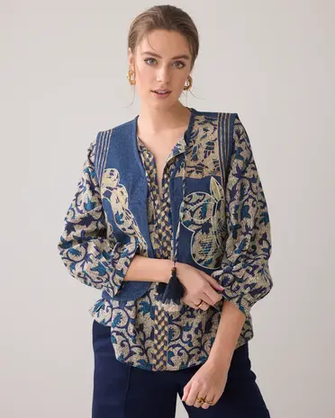 Summum Woman Gilet Block Print - Navynoir Summum Woman Gilet Block Print - Navynoir