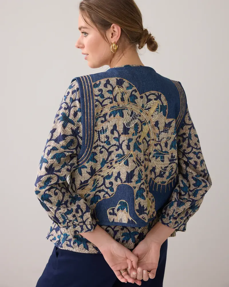 Summum Woman Gilet Block Print - Navynoir Summum Woman Gilet Block Print - Navynoir