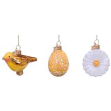 Vondels Ornament glass Easter set bird egg & daisy Vondels Ornament glass Easter set bird egg & daisy