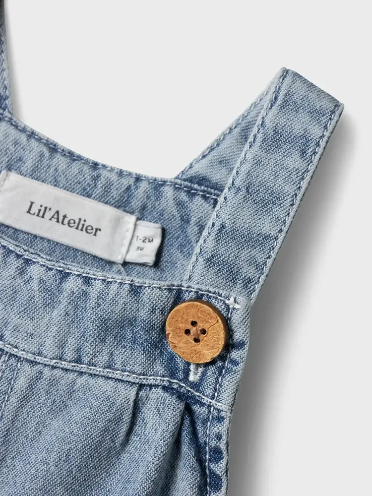 Lil' Atelier Funda Short Overall - Medium Blue Denim Lil' Atelier Funda Short Overall - Medium Blue Denim
