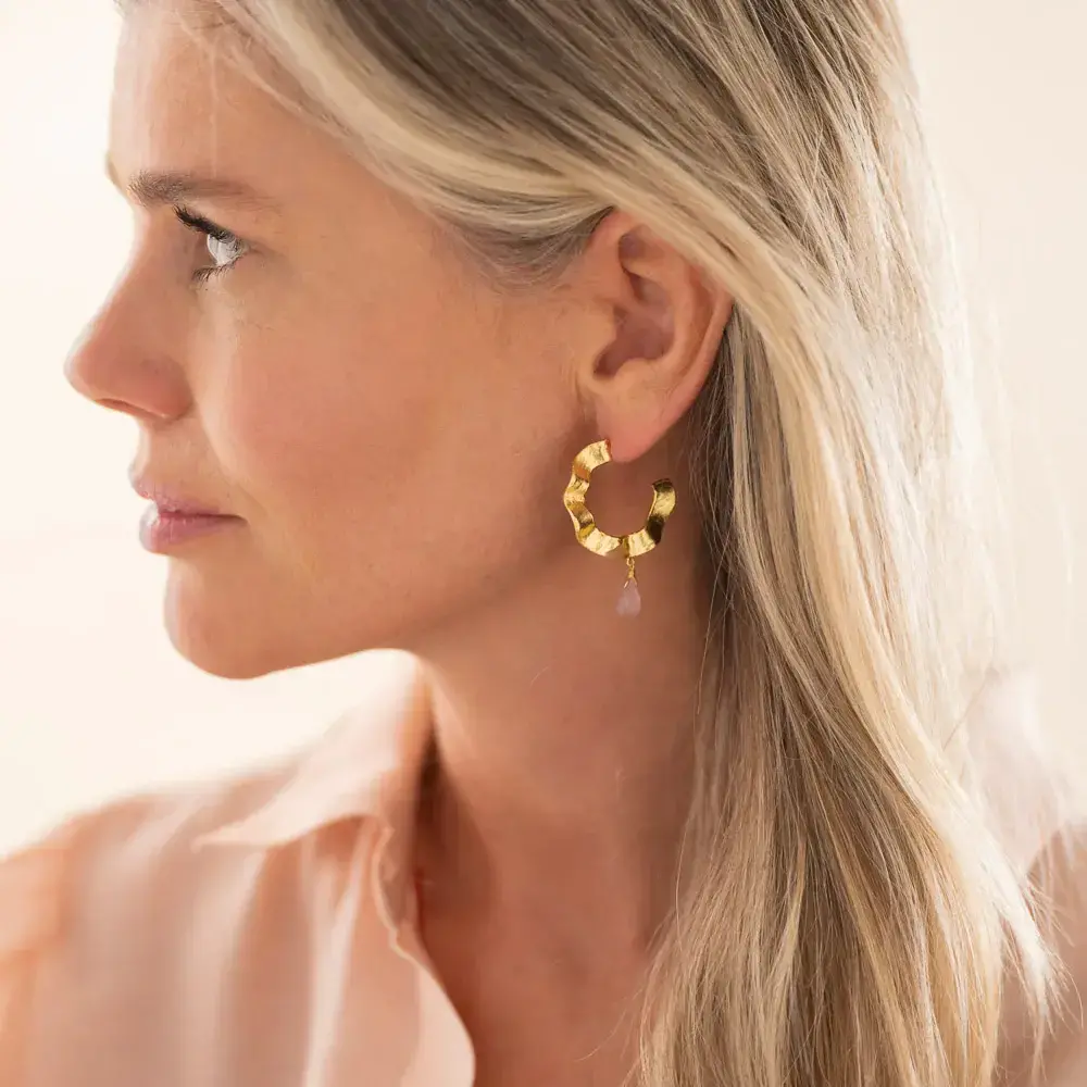 A Beautiful Story Ambitious Rose Quartz Earrings GP A Beautiful Story Ambitious Rose Quartz Earrings GP