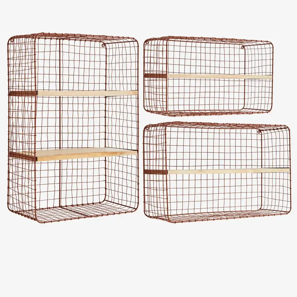 Madam Stoltz Wall shelves w/ wood - Rust Madam Stoltz Wall shelves w/ wood - Rust