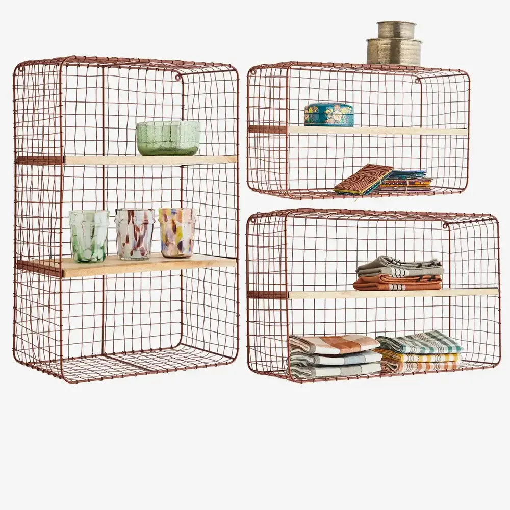 Madam Stoltz Wall shelves w/ wood - Rust Madam Stoltz Wall shelves w/ wood - Rust