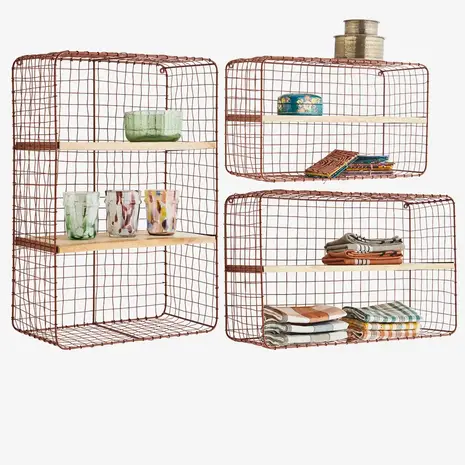 Madam Stoltz Wall shelves w/ wood - Rust Madam Stoltz Wall shelves w/ wood - Rust