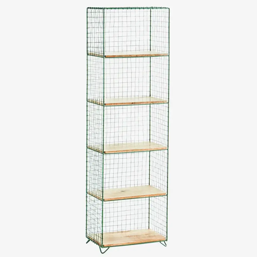 Madam Stoltz Standing iron shelf w/ wood - Green Madam Stoltz Standing iron shelf w/ wood - Green