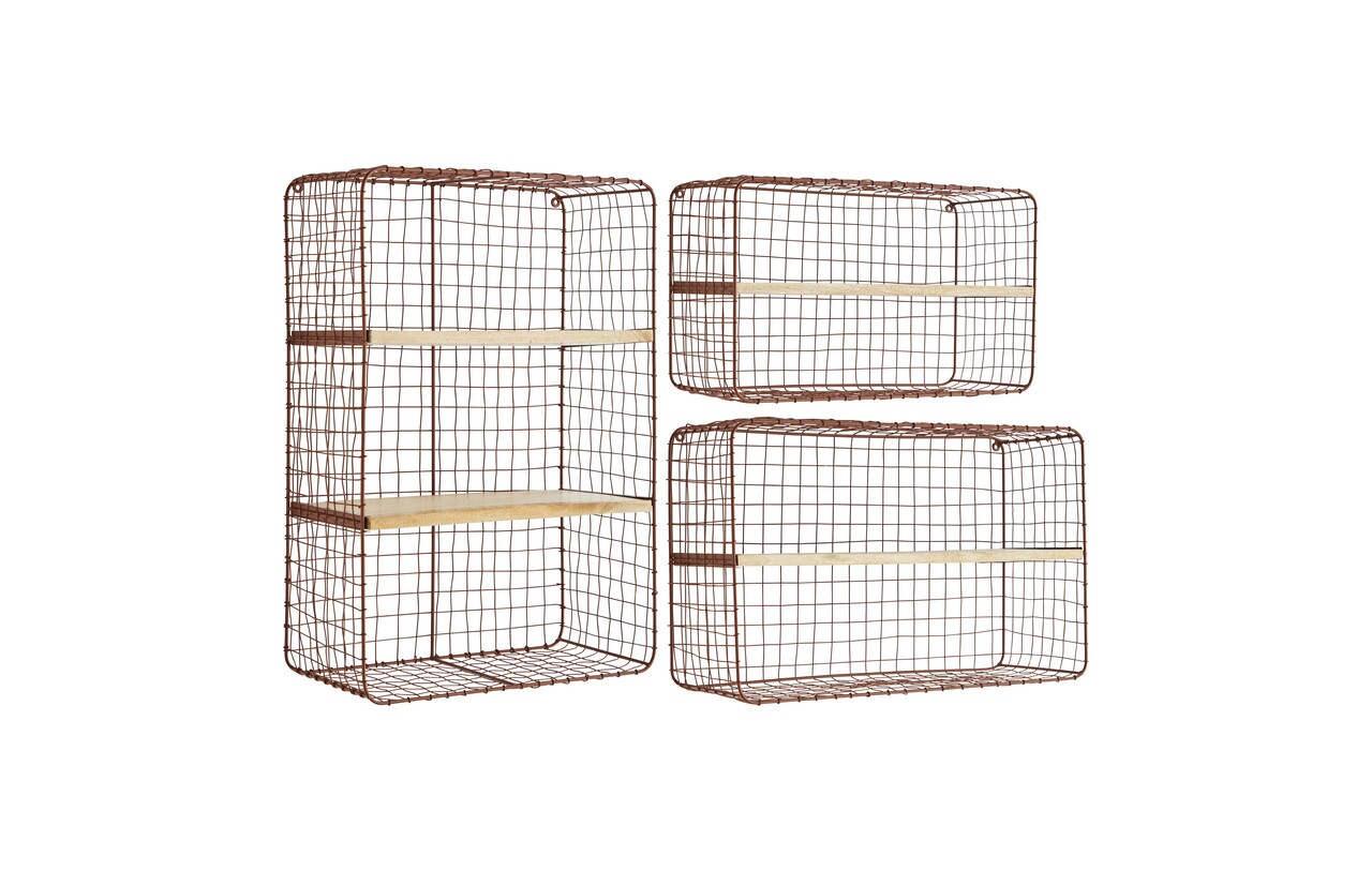 Madam Stoltz Wall shelves w/ wood - Rust Madam Stoltz Wall shelves w/ wood - Rust