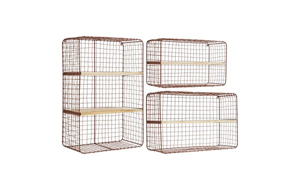 Madam Stoltz Wall shelves w/ wood - Rust Madam Stoltz Wall shelves w/ wood - Rust