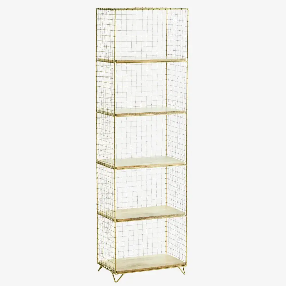 Madam Stoltz Standing iron shelf w/ wood - Brass Madam Stoltz Standing iron shelf w/ wood - Brass