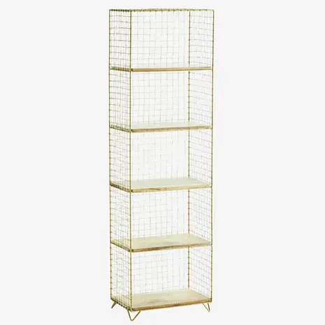 Madam Stoltz Standing iron shelf w/ wood - Brass Madam Stoltz Standing iron shelf w/ wood - Brass