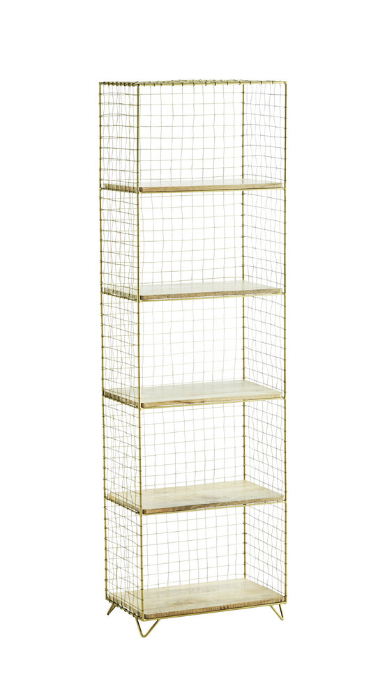 Madam Stoltz Standing iron shelf w/ wood - Brass Madam Stoltz Standing iron shelf w/ wood - Brass