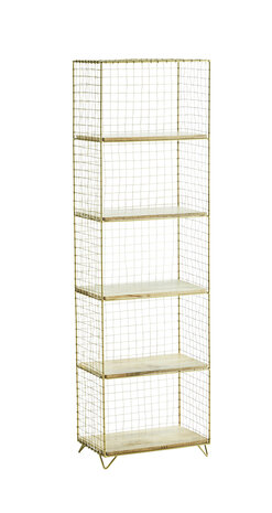Madam Stoltz Standing iron shelf w/ wood - Brass Madam Stoltz Standing iron shelf w/ wood - Brass