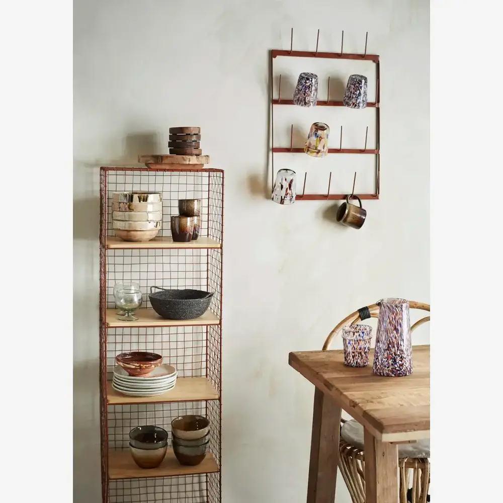 Madam Stoltz Standing iron shelf w/ wood - Rust Madam Stoltz Standing iron shelf w/ wood - Rust