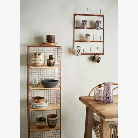 Madam Stoltz Standing iron shelf w/ wood - Rust Madam Stoltz Standing iron shelf w/ wood - Rust