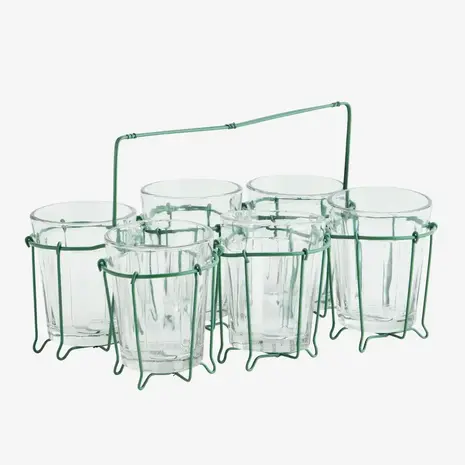 Madam Stoltz Iron rack w/ drinking glass - Green Madam Stoltz Iron rack w/ drinking glass - Green