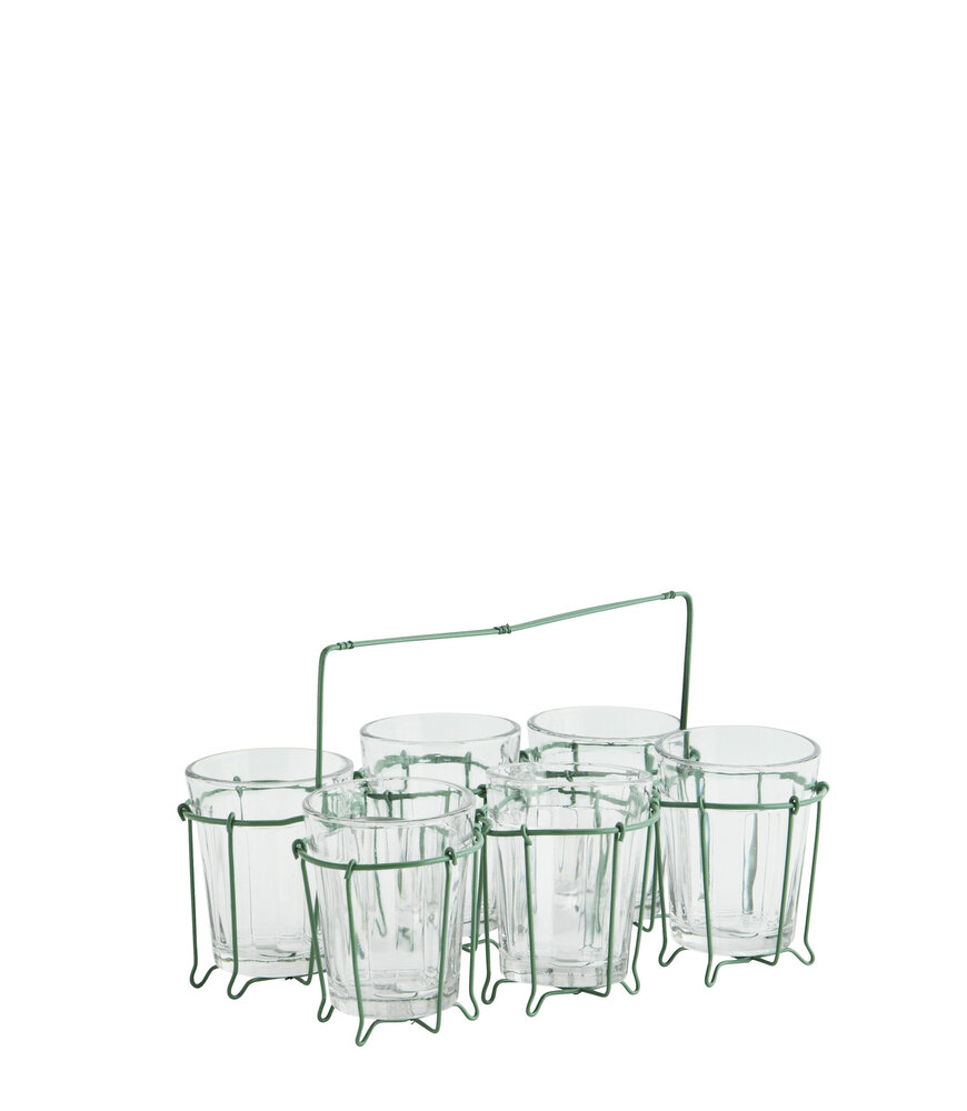 Madam Stoltz Iron rack w/ drinking glass - Green Madam Stoltz Iron rack w/ drinking glass - Green