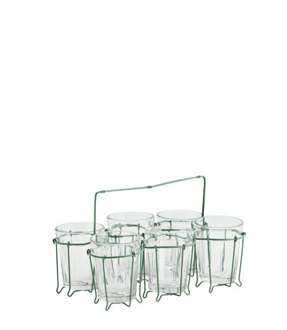 Madam Stoltz Iron rack w/ drinking glass - Green Madam Stoltz Iron rack w/ drinking glass - Green