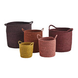 Madam Stoltz Seagrass baskets w/ handles - Burgundi, raspberry, orange, coral, yellow