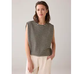 Summum Woman Sleeveless top knitted stripe coated - Black/Ivory