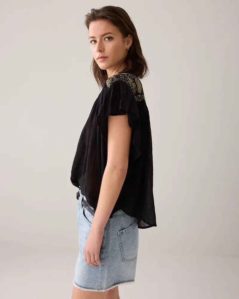 Summum Woman Blouse crinkled thin gauze - Black Summum Woman Blouse crinkled thin gauze - Black