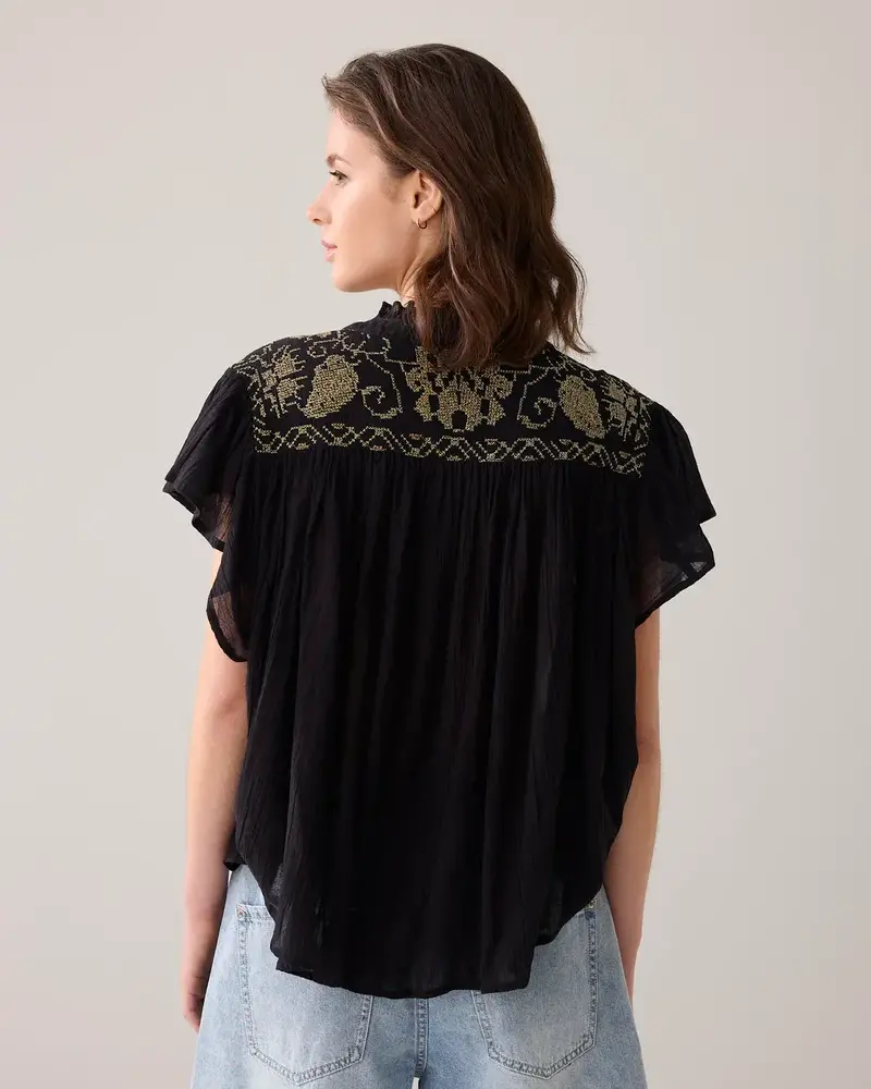 Summum Woman Blouse crinkled thin gauze - Black Summum Woman Blouse crinkled thin gauze - Black