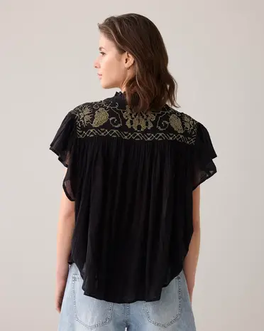 Summum Woman Blouse crinkled thin gauze - Black Summum Woman Blouse crinkled thin gauze - Black